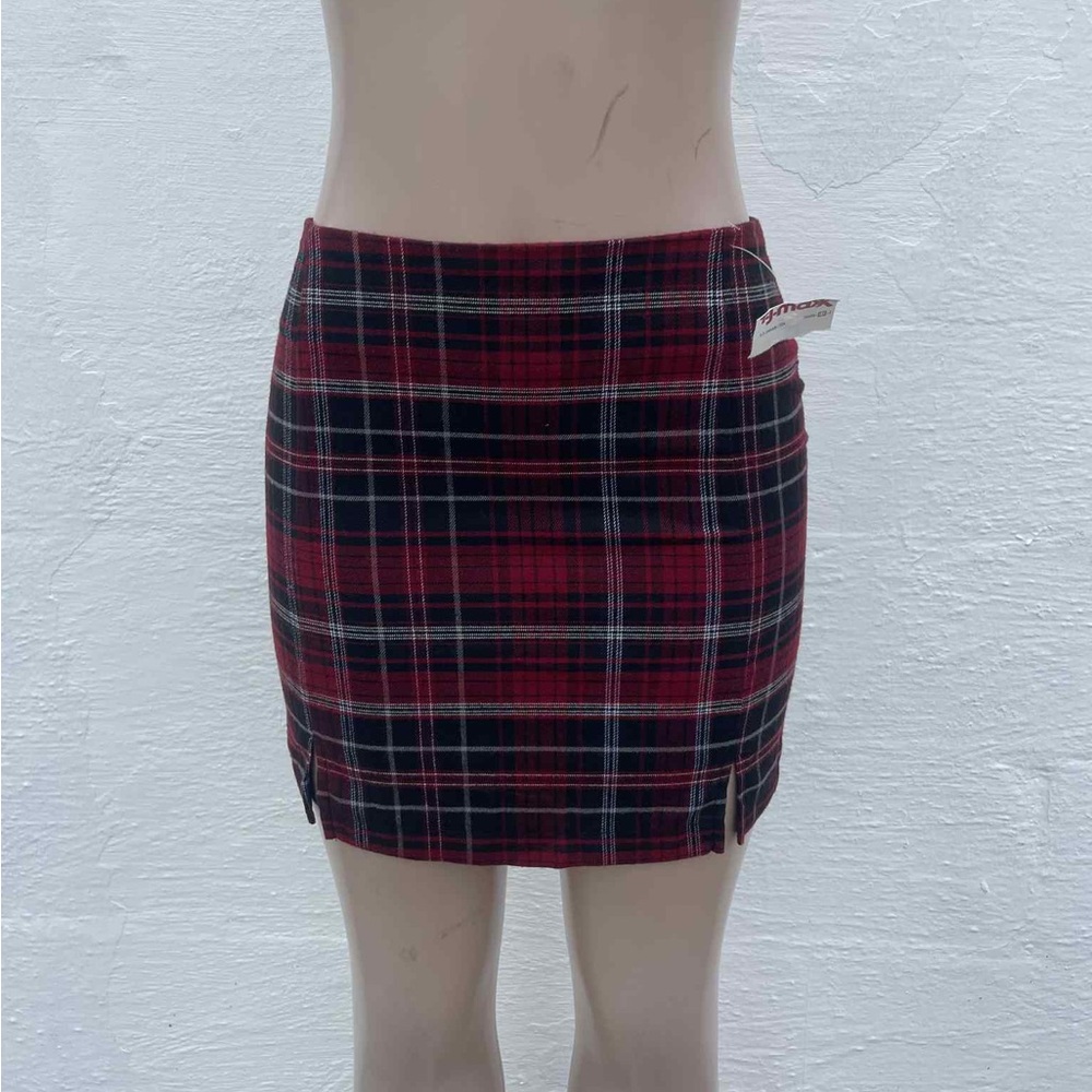 Love on a hanger Red and Black Plaid Pencil Skirt